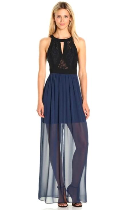 BCBGeneration Dresses & Skirts - BCBGeneration Navy Maxi With Black Lace Bodice Size 0